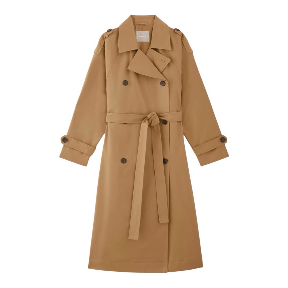 Everlane The Cotton Long Trench Coat in Brown Tan Size Small NWT